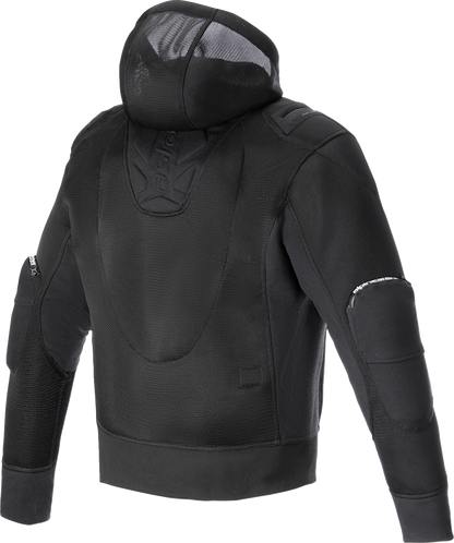 Black Alpinestars Moflow Air Tech Hoodie, small size, featuring a sleek design and breathable fabric.