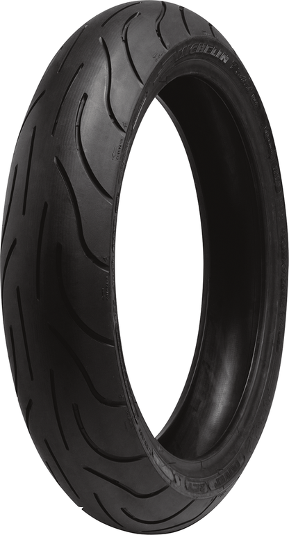 Michelin Pilot Power 2CT front motorcycle tire, 120/60ZR17 size, with visible tread pattern and sidewall details.