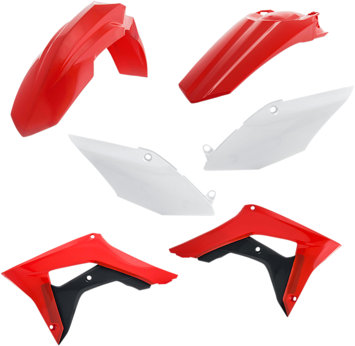 Acerbis standard replacement body kit for OEM '17 motorcycle, showing the full body panels in black with visible mounting points.