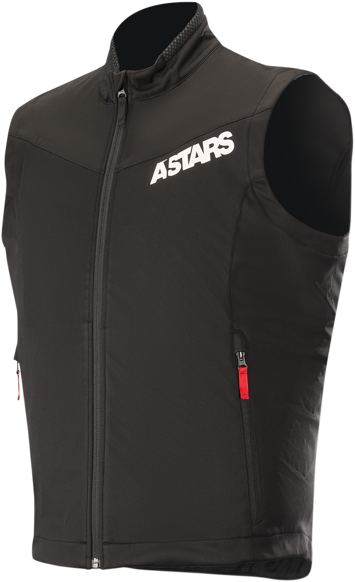 Alpinestars Session Race Vest in black and red, 3XL, showing the sleek vest with logo details, designed for motorcycle racing.