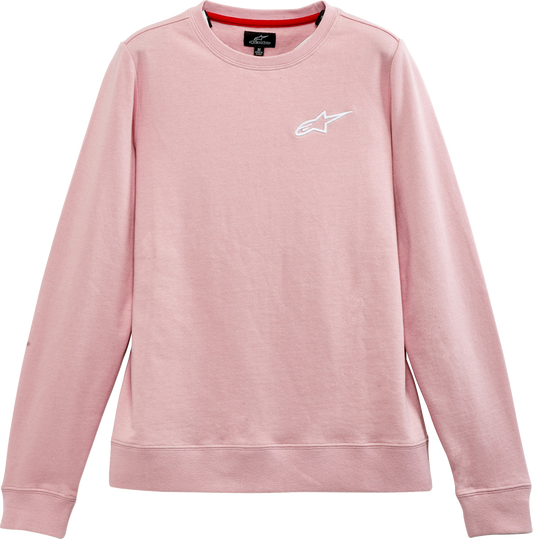 Pink Alpinstars Women's Ageless Crew Fleece hoodie in medium, featuring a soft fabric and casual fit for comfortable wear.