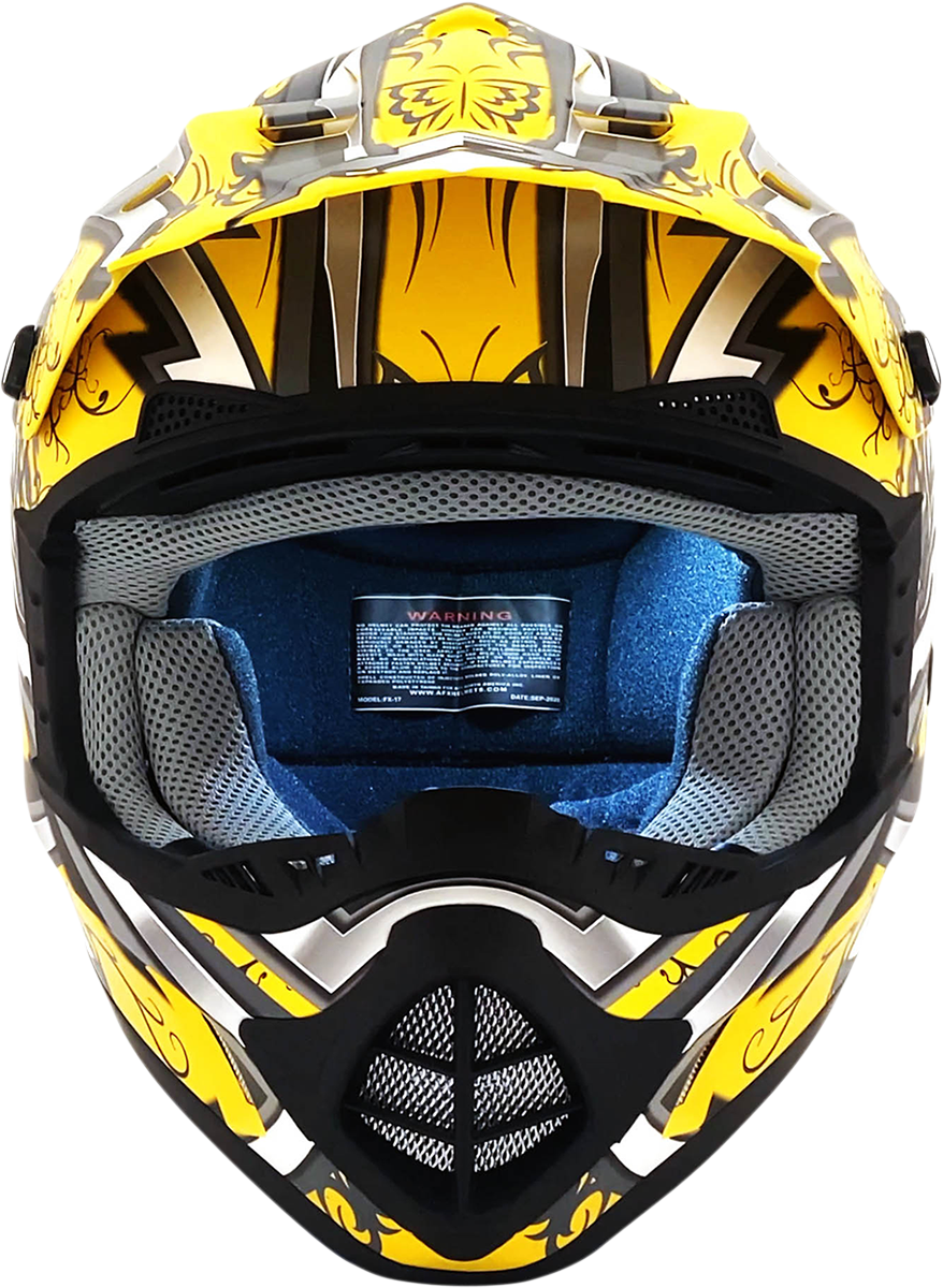 Bill's Exhausts AFX FX-17 Butterfly helmet in matte yellow, XL size, featuring a sleek helmet design with vibrant yellow finish.