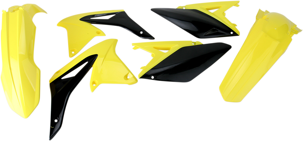 Acerbis standard replacement body kit for motorcycles, OEM part 2171900145, including various body panels in a natural setting.