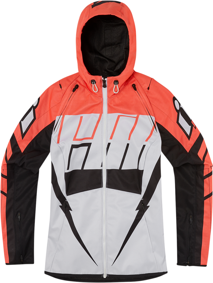 ICON Women's Airform Retro Jacket in coral, XS, featuring a vintage-style design and detailed stitching.
