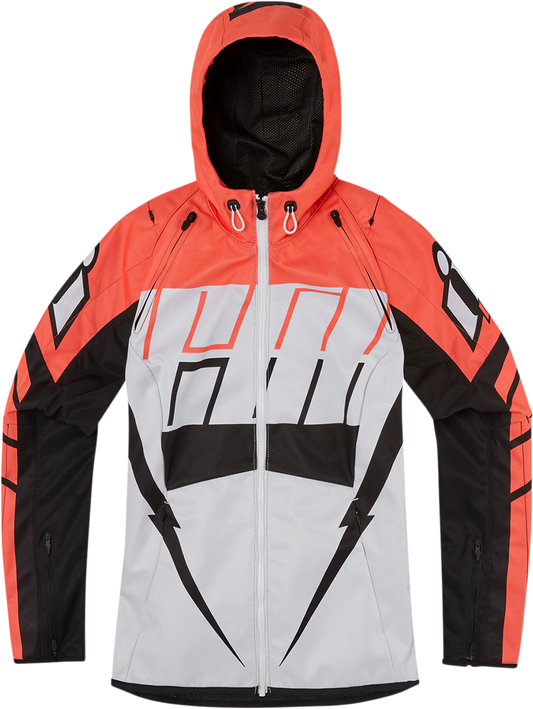 ICON Women's Airform Retro Jacket in coral, XS, featuring a vintage-style design and detailed stitching.