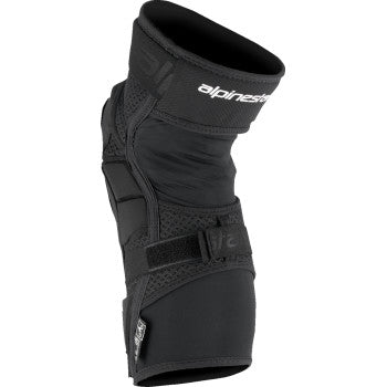 Black, red, and white ALPINESTARS Bionic Pro Plasma knee protectors in size L/XL, designed for motorcycle safety.