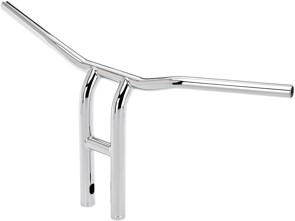 Chrome BILTWELL Tyson XL Pullback Handlebars for motorcycle, 14-inch wide, featuring a sleek, curved design.