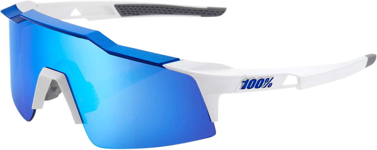 100% Speedcraft SL Sunglasses - White - Blue Mirror 60008-00003 - Howling Moto