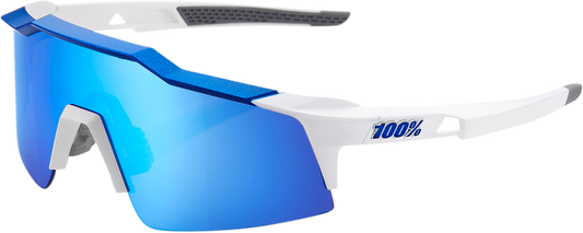 100% Speedcraft SL Sunglasses - White - Blue Mirror 60008-00003 - Howling Moto