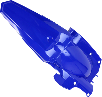 Blue ACERBIS rear fender for motorcycle, showing the durable body and vibrant color with mounting details.