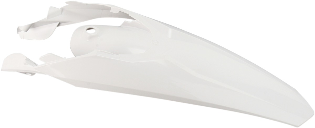 A white Acerbis OEM rear fender for motorcycle, designed for durability and fit, displayed on a clean background.