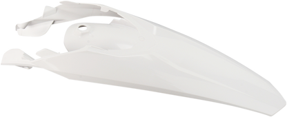 A white Acerbis OEM rear fender for motorcycle, designed for durability and fit, displayed on a clean background.