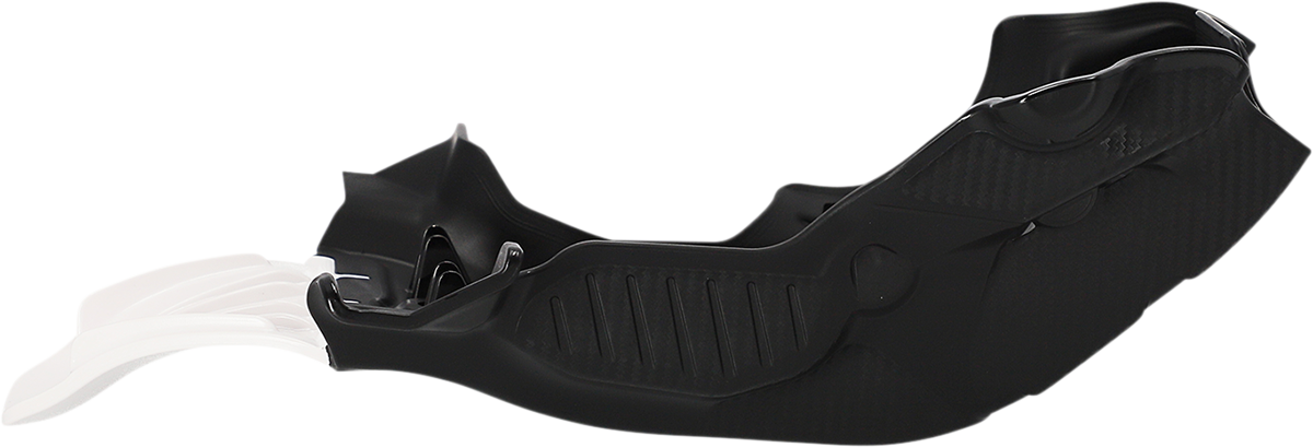 A black and white ACERBIS skid plate for Gas Gas, Husqvarna, and KTM motorcycles, designed to protect the body and underside.