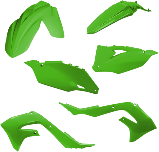 Green Acerbis standard replacement body kit for motorcycles, shown in a close-up image.