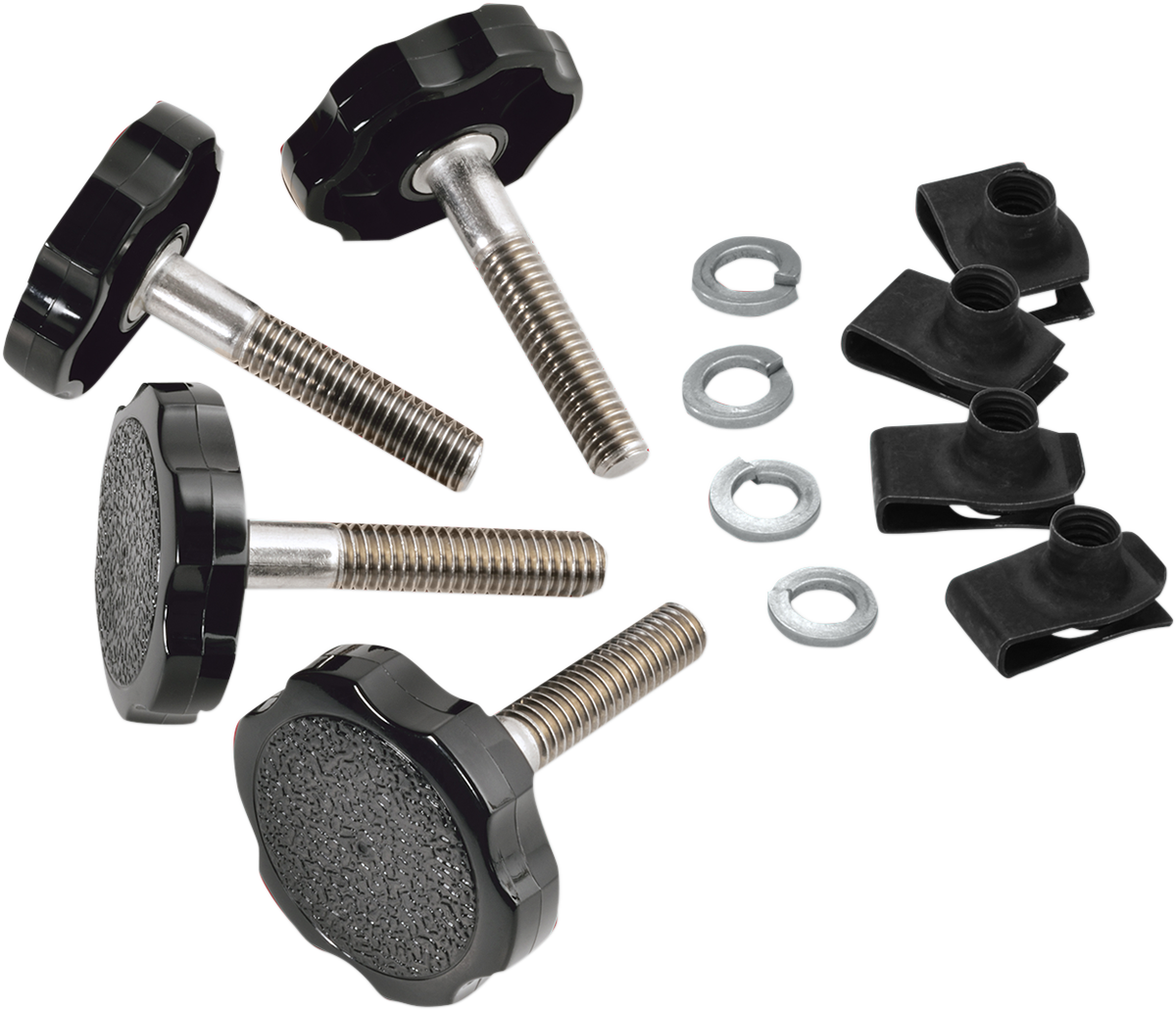 Bill's Exhausts SHOW CHROME saddlebag fasteners for 1999-2020 Harley-Davidson, engine-mounted with chrome finish.