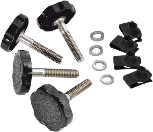 Bill's Exhausts SHOW CHROME saddlebag fasteners for 1999-2020 Harley-Davidson, engine-mounted with chrome finish.