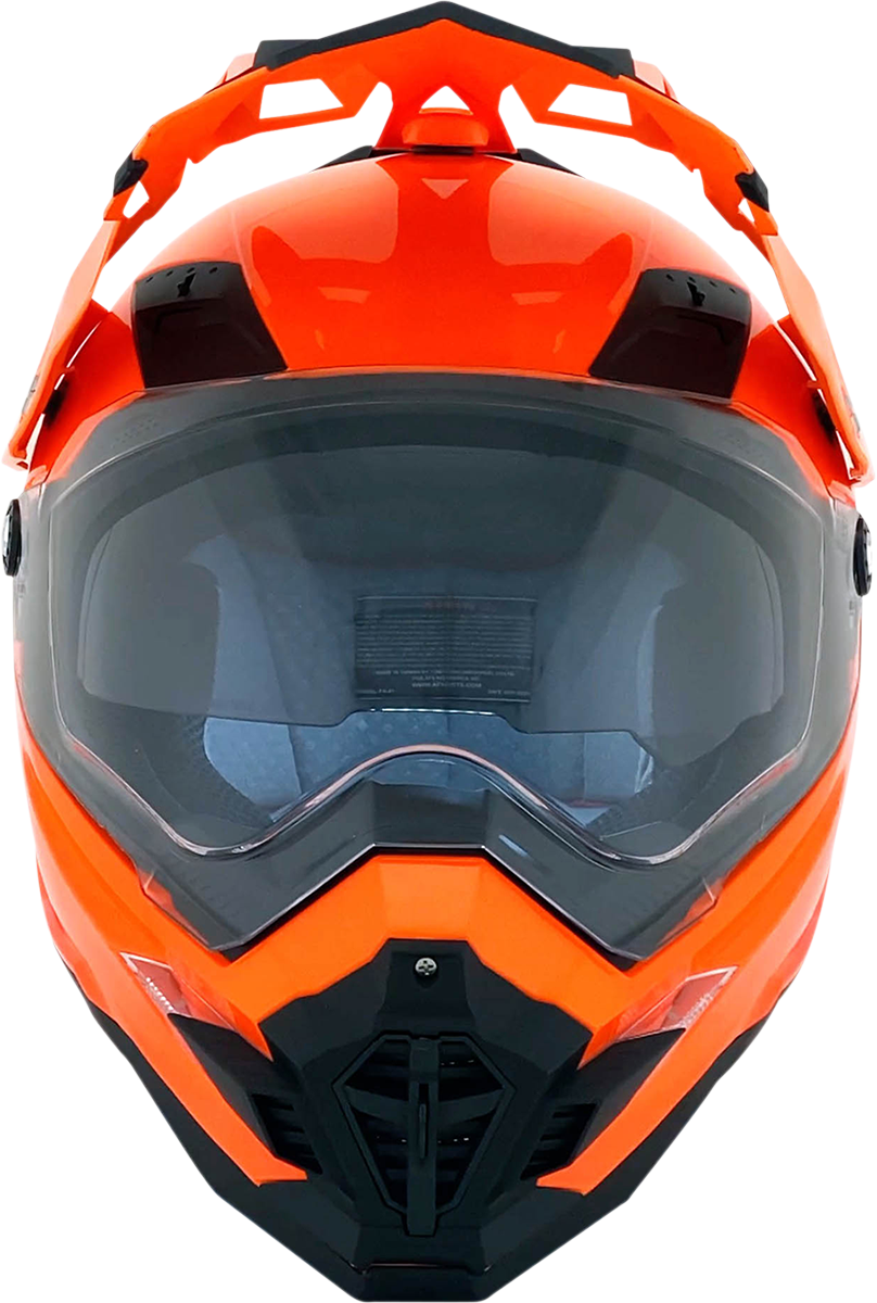 Safety orange AFX FX-41DS helmet in small size, featuring a secure fit and durable design for motorcycle riding safety.