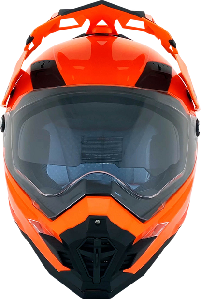 Bill's Exhausts AFX FX-41DS safety orange helmet in XL size, showing the helmet's robust design and bright color.