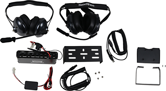 Bill's Exhausts NAVATLAS behind-the-head intercom headset with speakers, new in box, designed for clear communication.