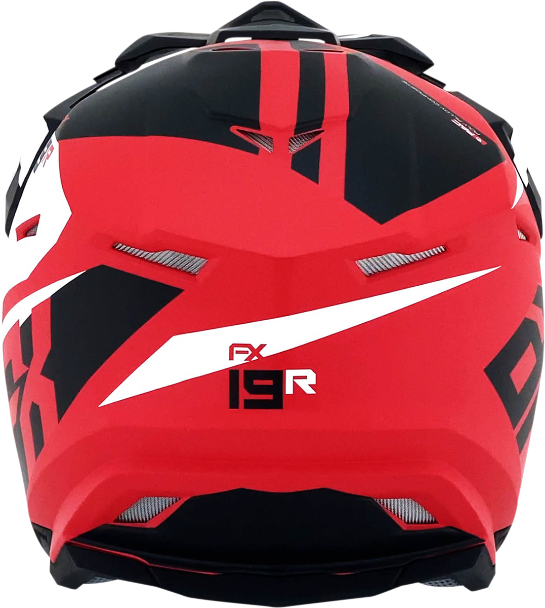 Matte red AFX FX-19R racing helmet in medium size, featuring aerodynamic design and ventilation for motorsport safety.