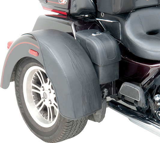 Bill's Exhausts SADDLEMEN Rear Fender Bra Set for seats with tattoo design, featuring durable material and detailed stitching.