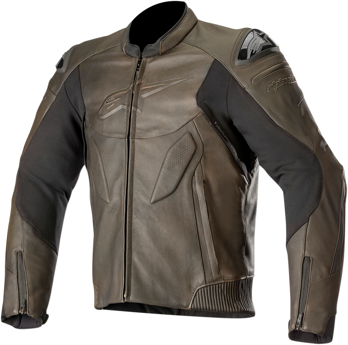 Alpinestars Caliber Brown Jacket, protective gear, US 40 / EU 50, stylish motorcycle jacket with durable design and branding.