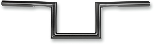Black BILTWELL Zed handlebar for motorcycles, showcasing the sleek, curved metal design with mounting points for handlebars.
