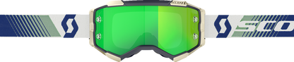 Bill's Exhausts SCOTT Fury Goggle in blue and green, featuring adjustable straps and clear lens for outdoor activities.