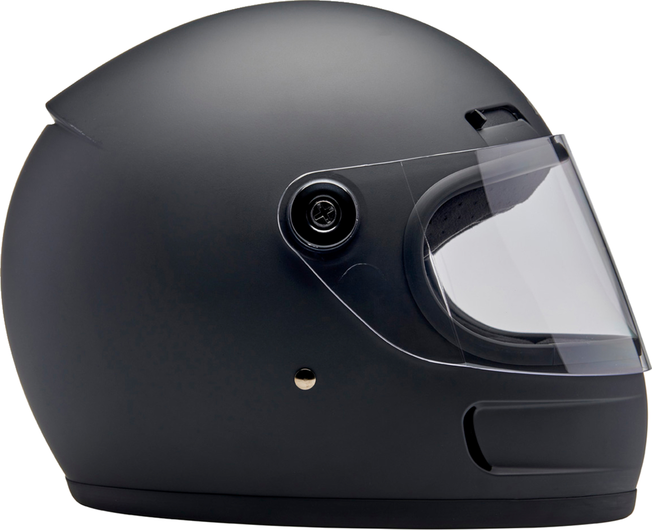 BILTWELL Gringo SV helmet in flat black, large size, showcasing the classic motorcycle helmet design and matte finish.