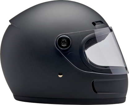 BILTWELL Gringo SV helmet in flat black, large size, showcasing the classic motorcycle helmet design and matte finish.