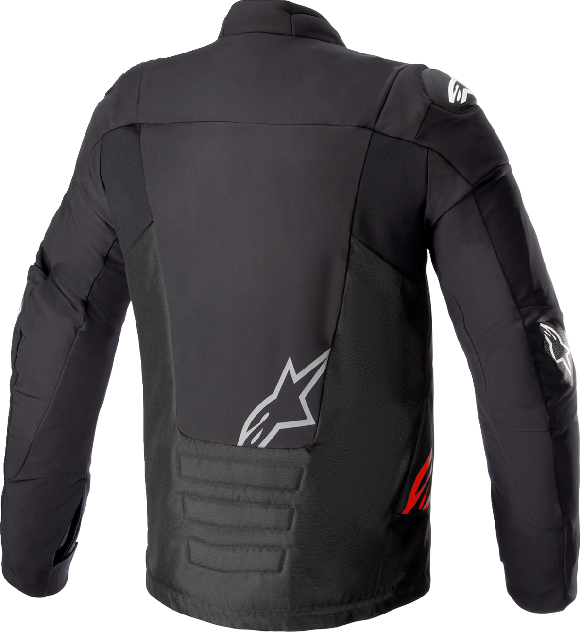 Alpinestars SMX waterproof motorcycle jacket in black, gray, and red, 3XL size, featuring sturdy material and reflective accents.