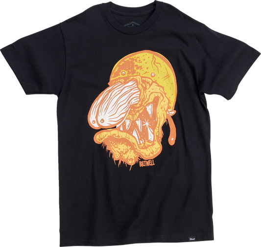 Black BILTWELL Slobber T-Shirt in small size, featuring the Bill's Exhausts logo, displayed on a plain background.