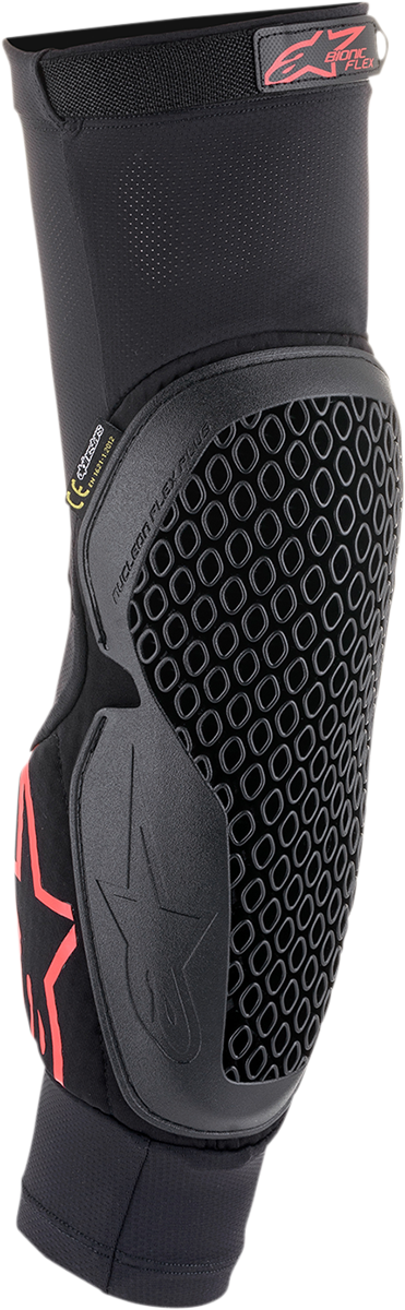 Alpinestars Bionic Flex elbow guards in S/M size, black protective gear with adjustable straps for motorcycle safety.