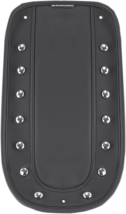 Studded solo seat Fender Chap for motorcycle, matching saddle, designed by SADDLEMEN, shown on a bike for a customized look.