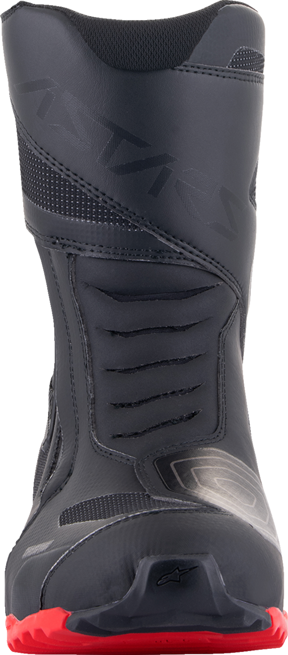 Alpinestars RT-7 Drystar® motorcycle boots in black and red, US 7.5 / EU 40, featuring protective design and sturdy construction.