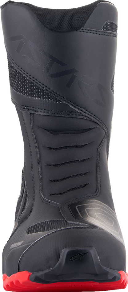 Alpinestars RT-7 Drystar® motorcycle boots in black and red, US 7.5 / EU 40, featuring protective design and sturdy construction.