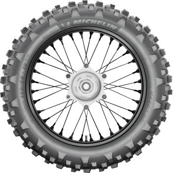Michelin Enduro Hard 2 rear motorcycle tire 140/80-18 with 70R tread pattern, mounted on a rim.