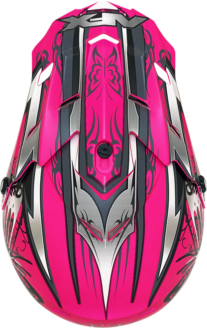 Bill's Exhausts AFX FX-17 Butterfly Matte Hot Pink motorcycle helmet, large size, with sleek aerodynamic design.