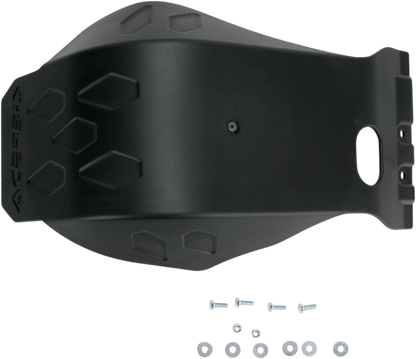 Black ACERBIS KTM skid plate body part designed to protect motorcycle undercarriage, featuring durable construction and precise fit.