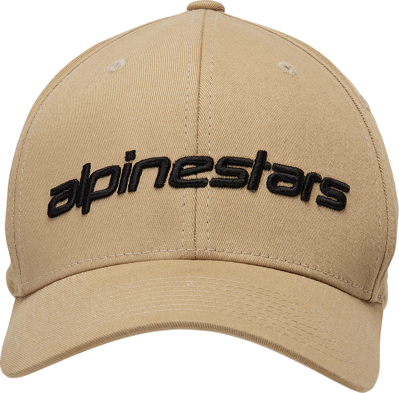 Alpinestars Linear Hat in sand and black, small/medium size, casual cap with embroidered logo, displayed on a plain background.