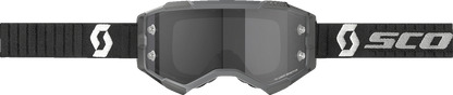 Scott Fury Light Sensitive Goggles in black and gray, designed for engine work, with a sleek, protective fit and adjustable strap.