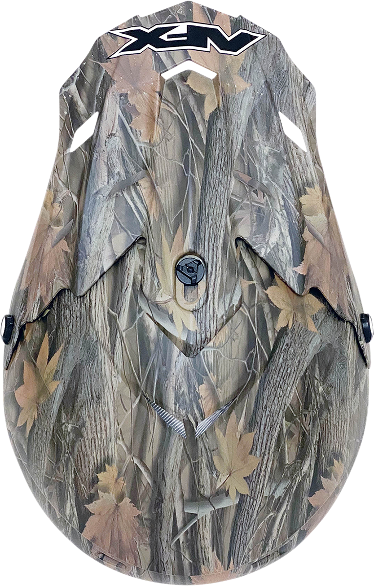 Bill's Exhausts AFX FX-17 helmet in camo pattern, XS size, featuring a full-face design with visor and adjustable straps.