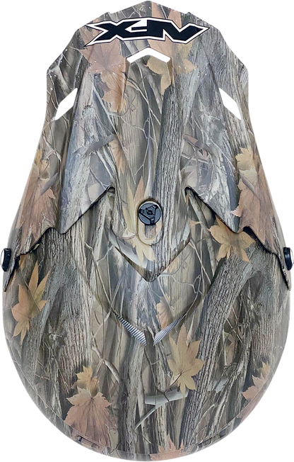 Bill's Exhausts AFX FX-17 helmet in camo pattern, XS size, featuring a full-face design with visor and adjustable straps.