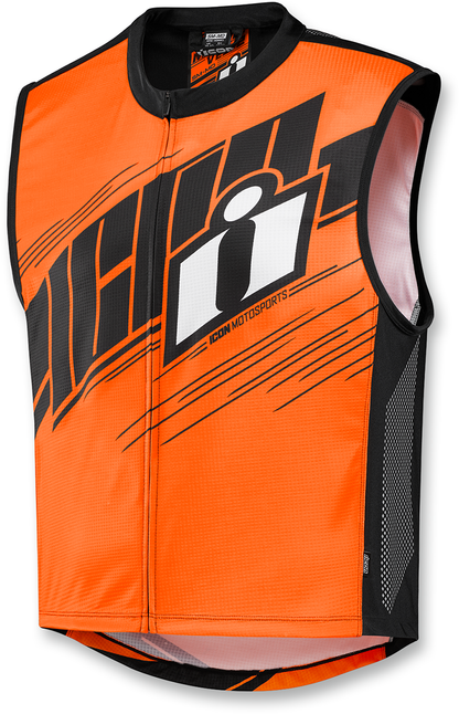 Bill's Exhausts ICON Mil Spec 2™ Hi-Viz Orange vest, 2X/3X size, with reflective strips and durable military-style design.