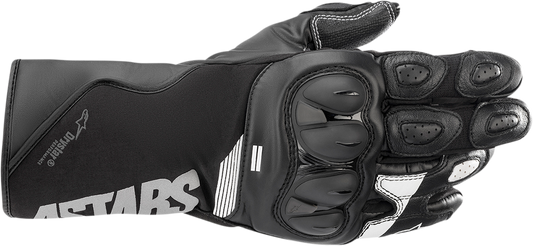 Alpinestars SP-365 Drystar® motorcycle gloves in black and white, size 3XL, featuring protective padding and textured grip details.