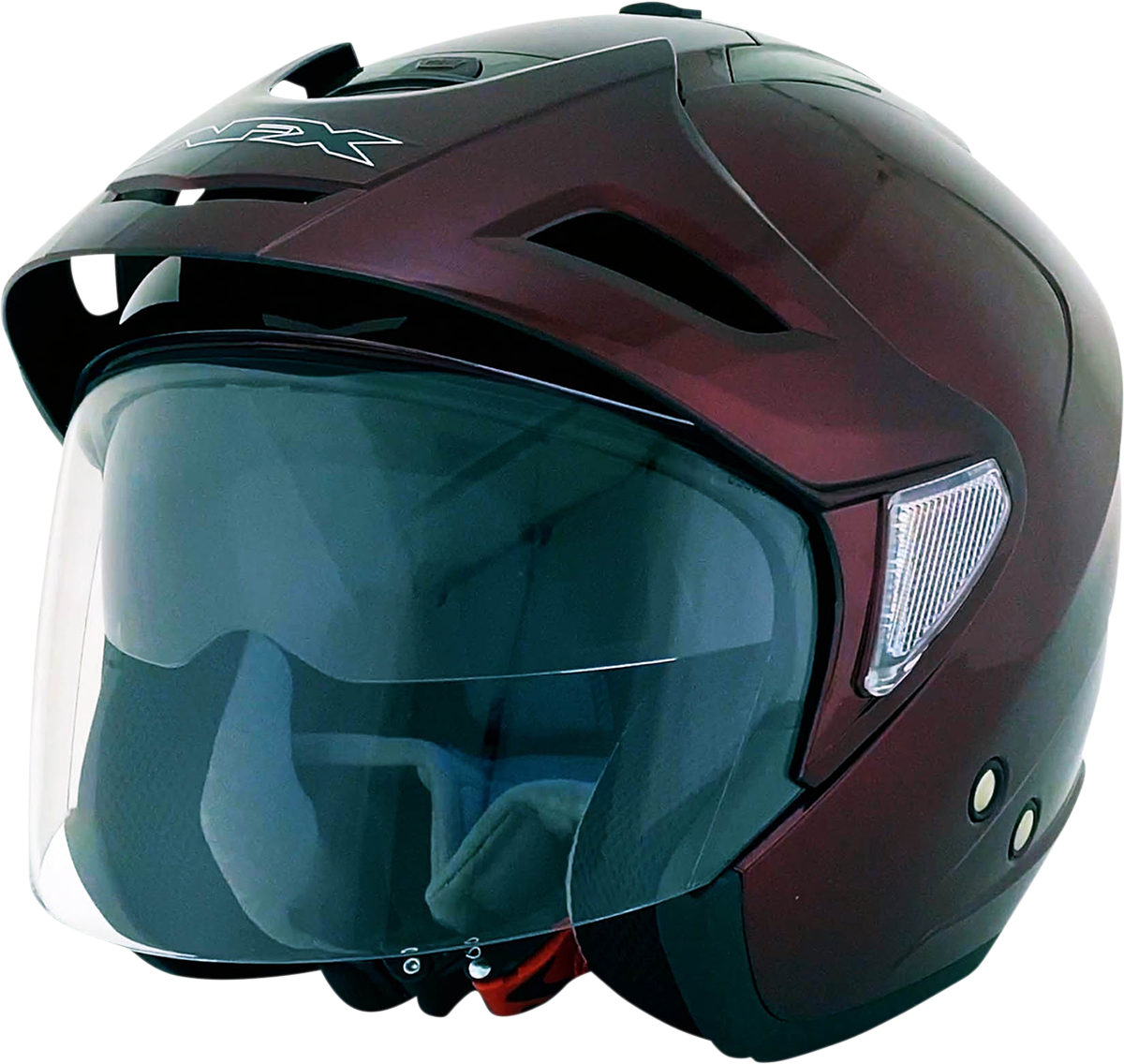 Bill's Exhausts AFX FX-50 helmet in wine color, XS size, featuring a sleek helmet design with ventilation and safety features.