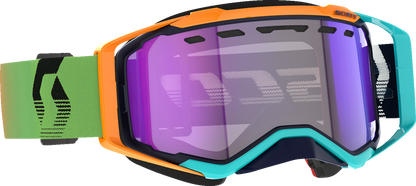 Scott Prospect Snow Cross Goggle in blue and orange with light-sensitive blue chrome lens, designed for snow sports.