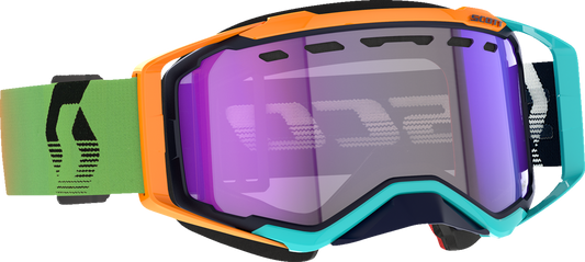 Scott Prospect Snow Cross Goggle in blue and orange with light-sensitive blue chrome lens, designed for snow sports.