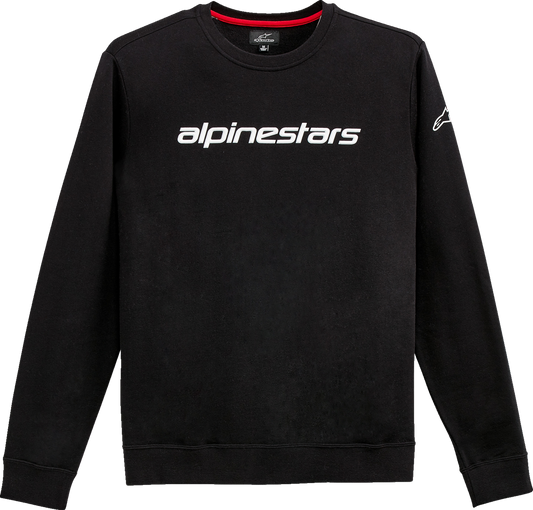 Alpinestars Linear Crew Fleece hoodie in black and white, XL size, featuring the Alpinestars logo and casual hoodie design.
