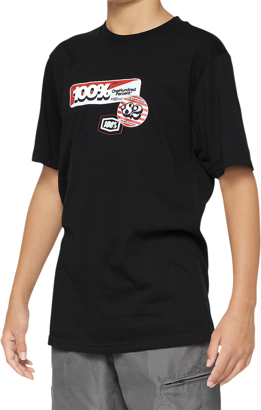 100% Youth Stamps T-Shirt - Black - Small 34021-001-04 - Howling Moto